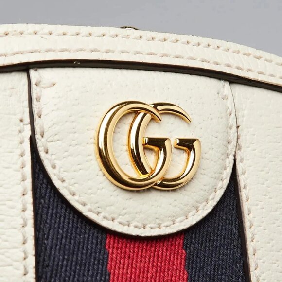 Gucci White Leather Vintage Web Small Ophidia Crossbody Bag - Picture 7 of 12